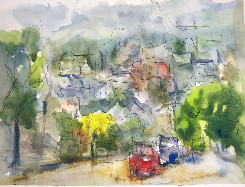 Vibrant Whispers of Nature: An Abstract Watercolor Landscape