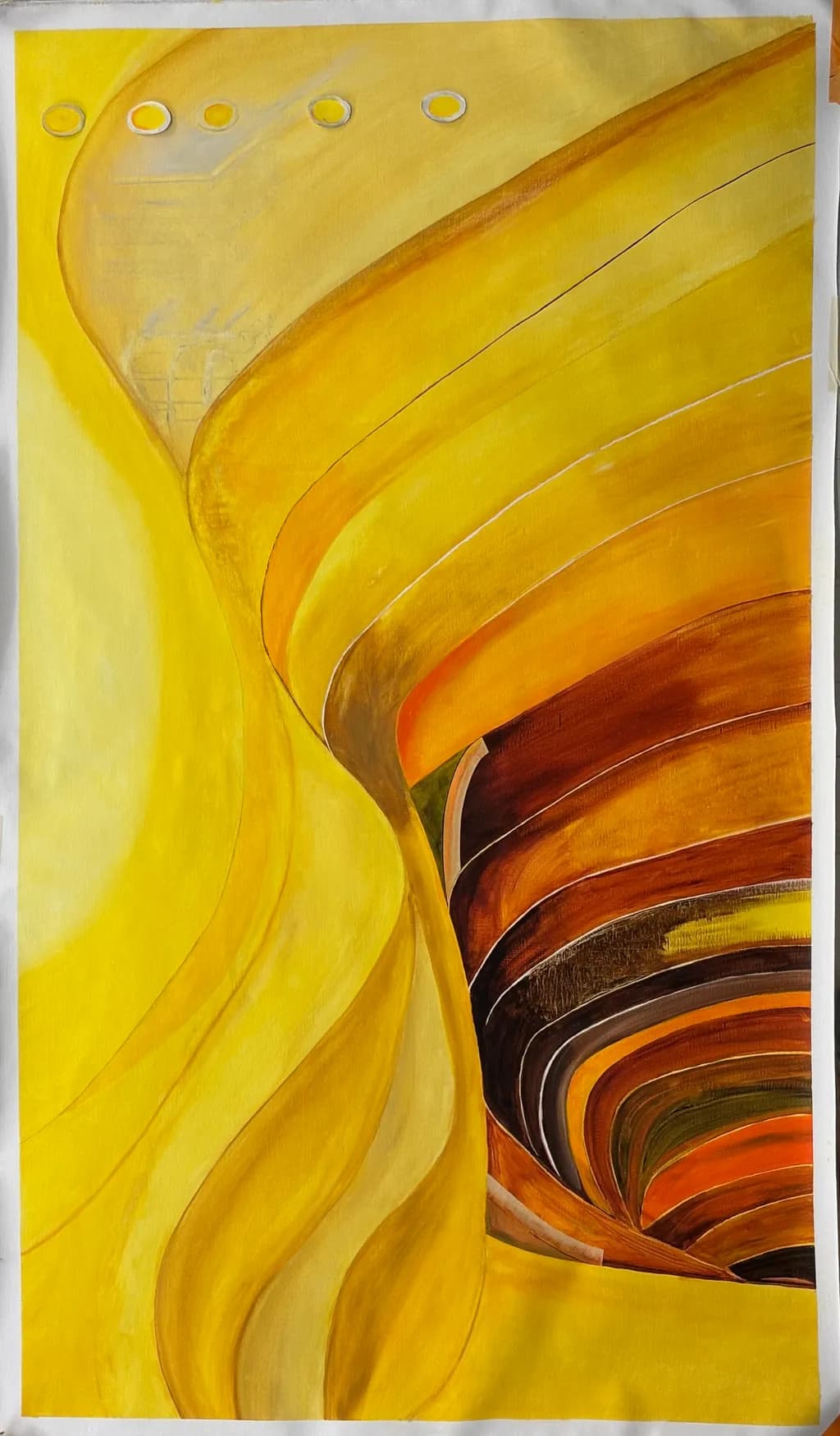 Golden Whispers: A Journey Through Curves and Depths in Warm Hues