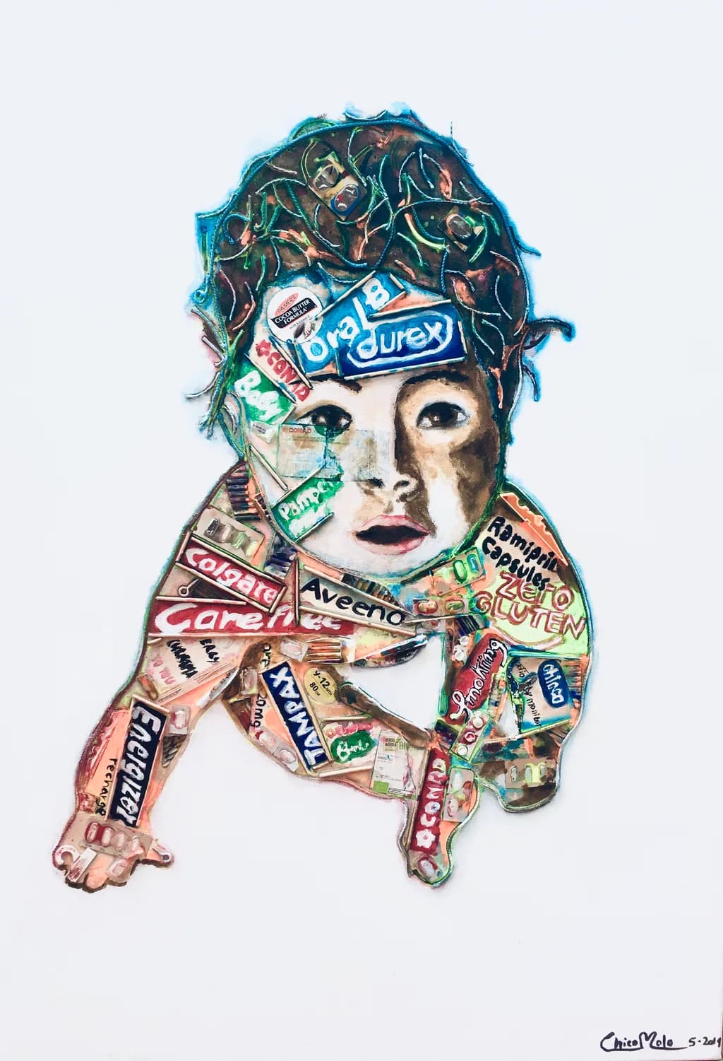 Whispers of Innocence: A Collage of Childhood and Consumerism