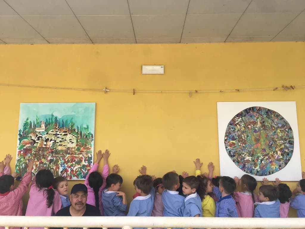 Vibrant Connections: Children Engaging with Art in a Colorful Space