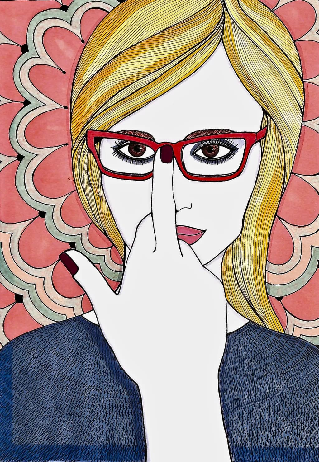 Colorful Gesture: A Stylized Portrait of Confidence and Attitude
