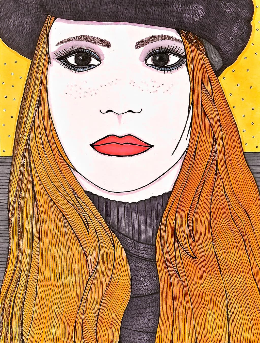 Whimsical Portrait of a Freckled Beauty in a Stylish Hat