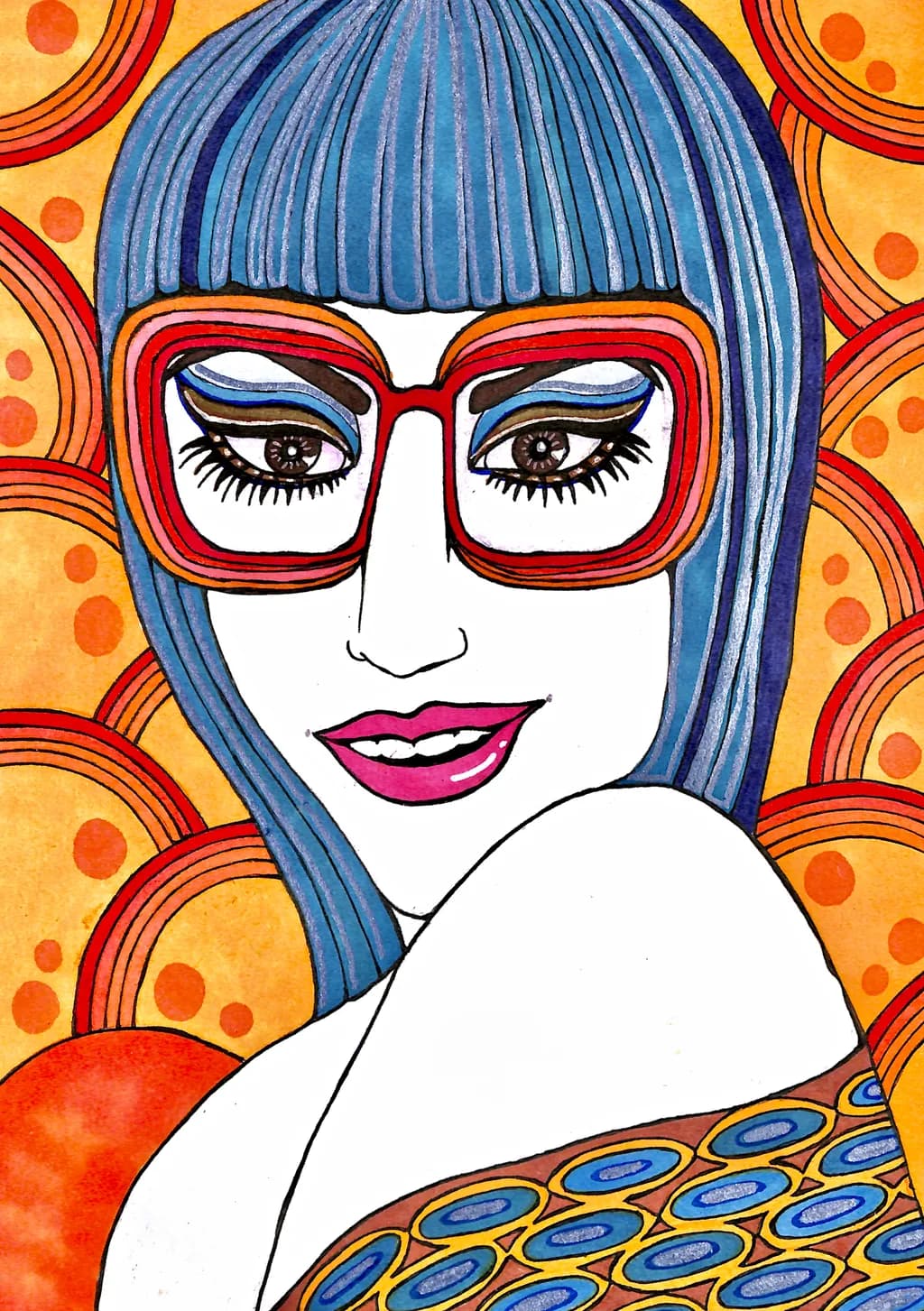 Vibrant Elegance: A Retro Portrait of Style and Confidence