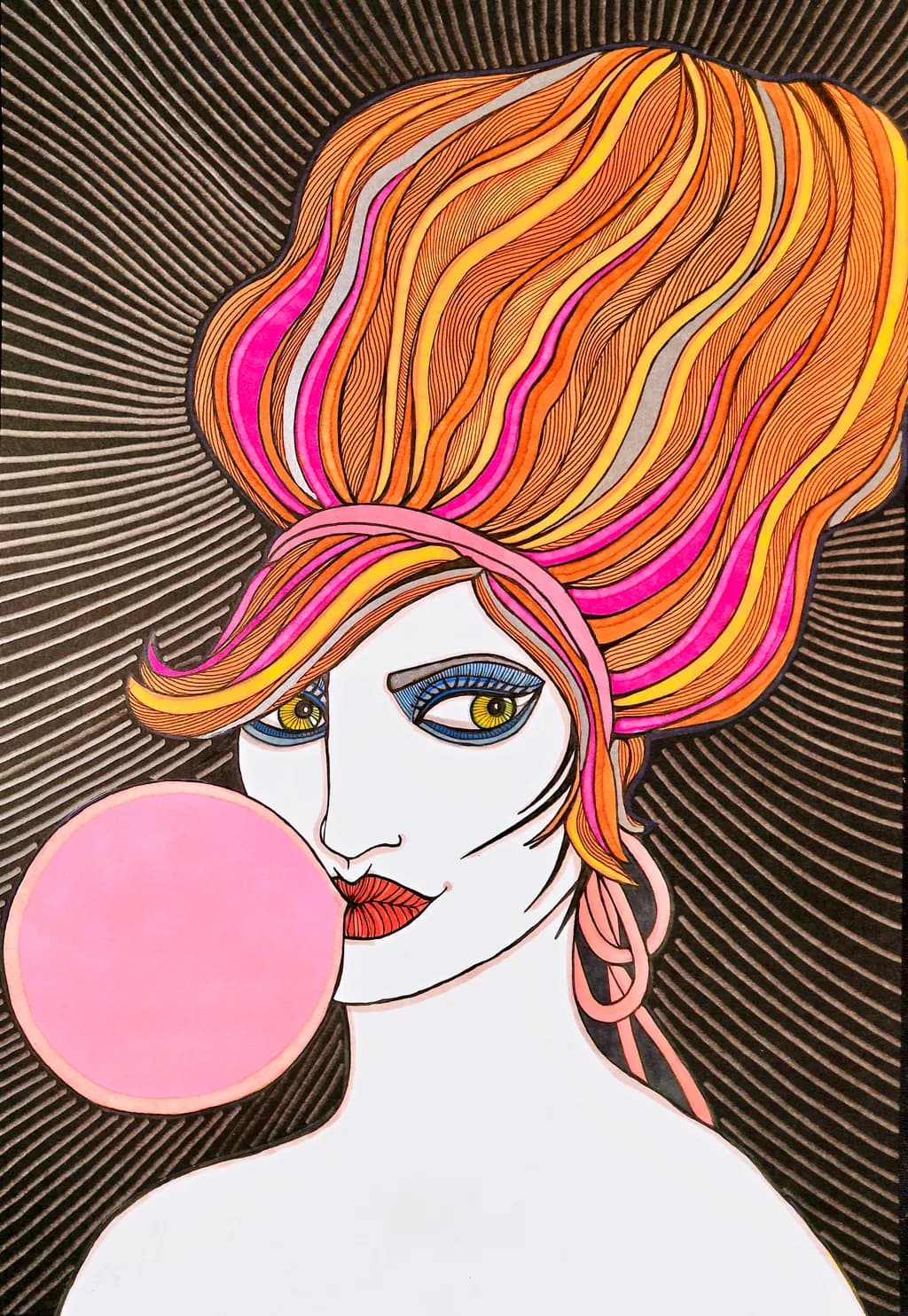 Bubblegum Dreams: A Vibrant Portrait of Playful Elegance