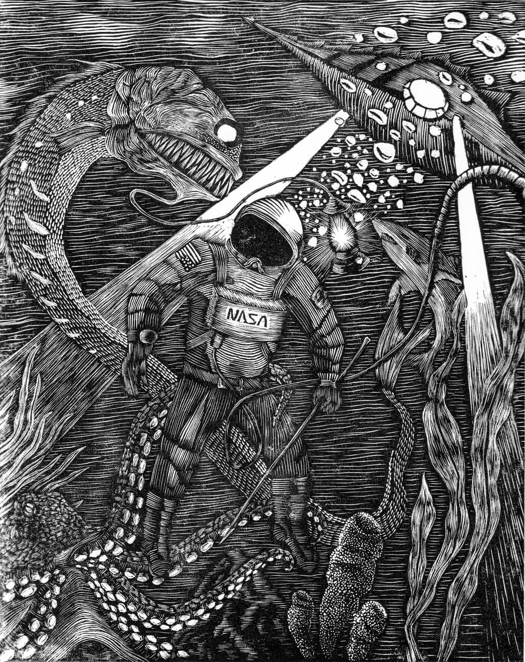 Into the Depths: An Astronaut's Encounter with the Abyssal Beasts of the Ocean