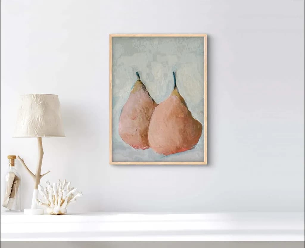 Whispers of Autumn: A Serene Pair of Pears in Soft Hues