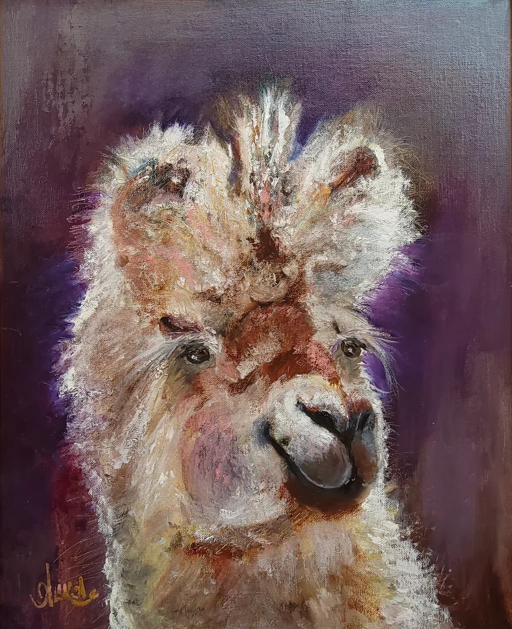 Whimsical Alpaca Portrait: A Colorful Exploration of Texture and Expression