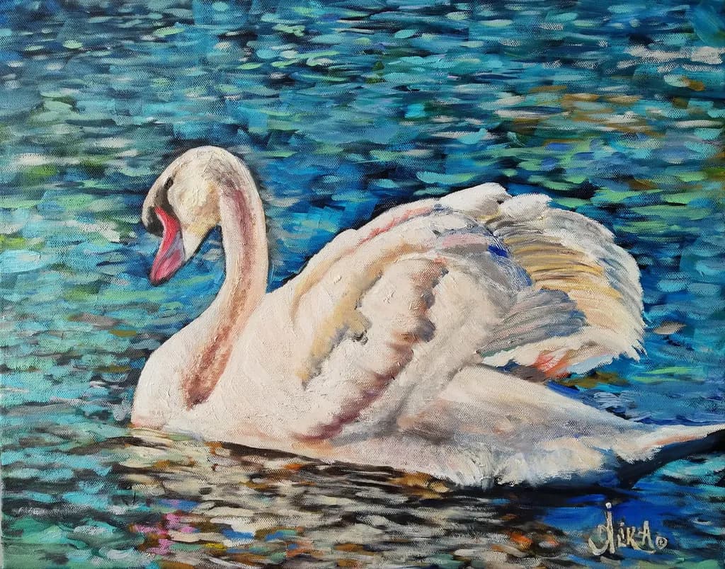 Graceful Reflections: A Serene Swan in Vibrant Waters