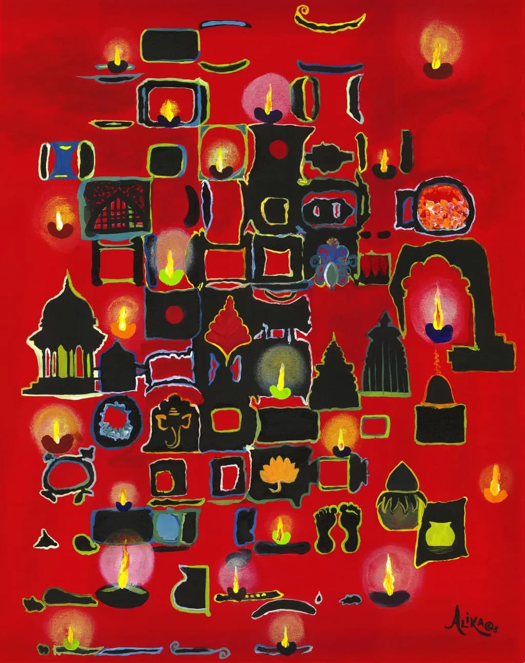 "Illuminated Heritage: A Celebration of Diwali's Essence in Acrylic"
