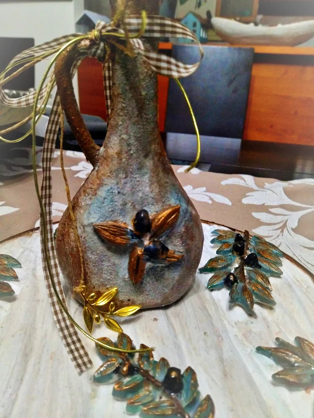 Rustic Olive Pitcher