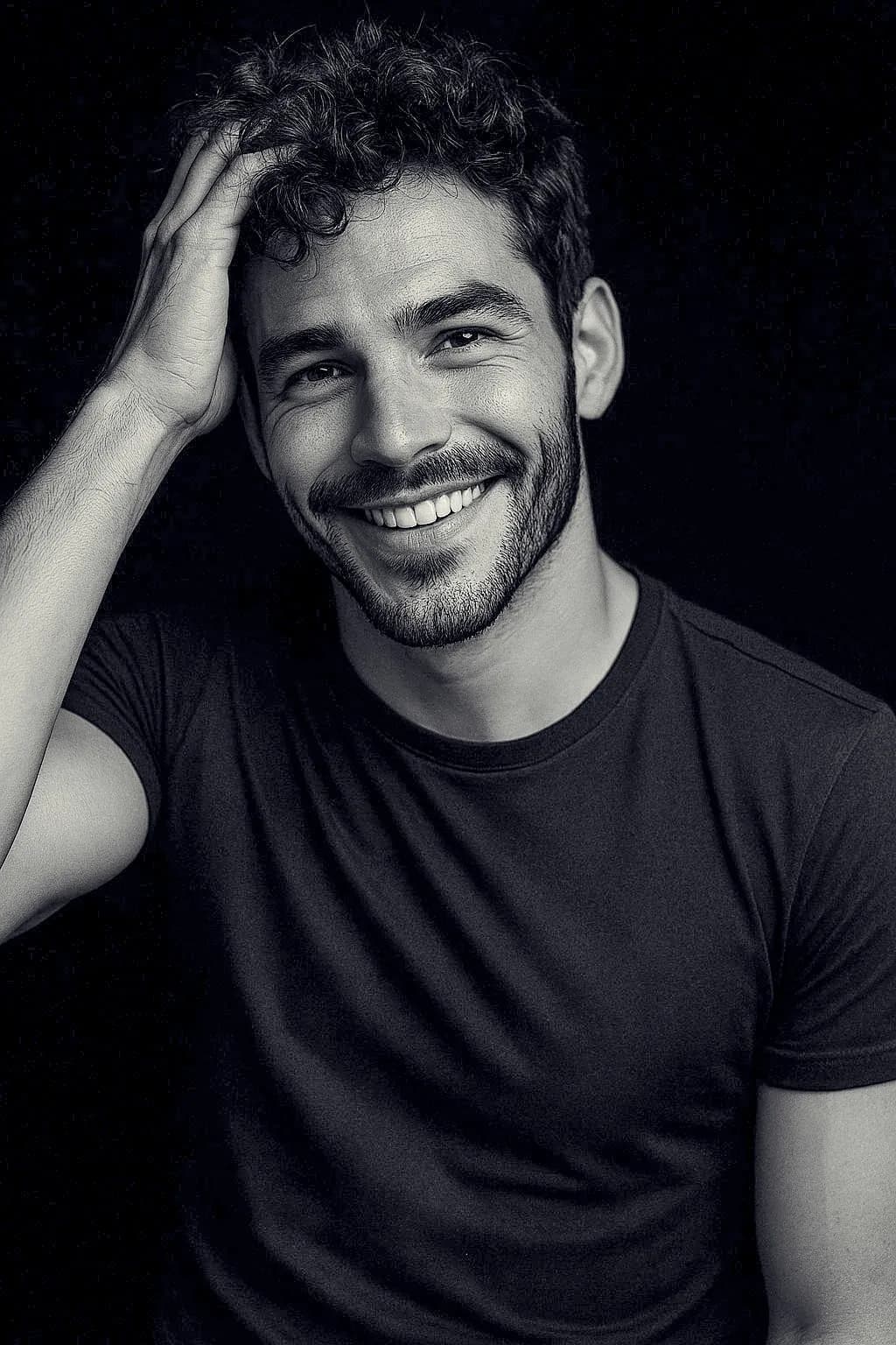 Joyful Confidence: A Black and White Portrait of Radiant Smiles