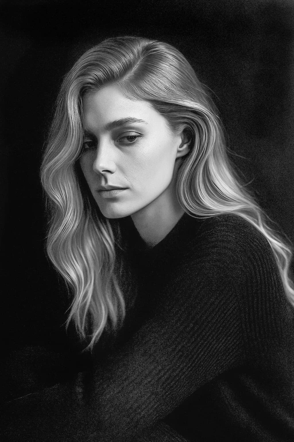 Whispers of Elegance: A Monochrome Portrait of Contemplation