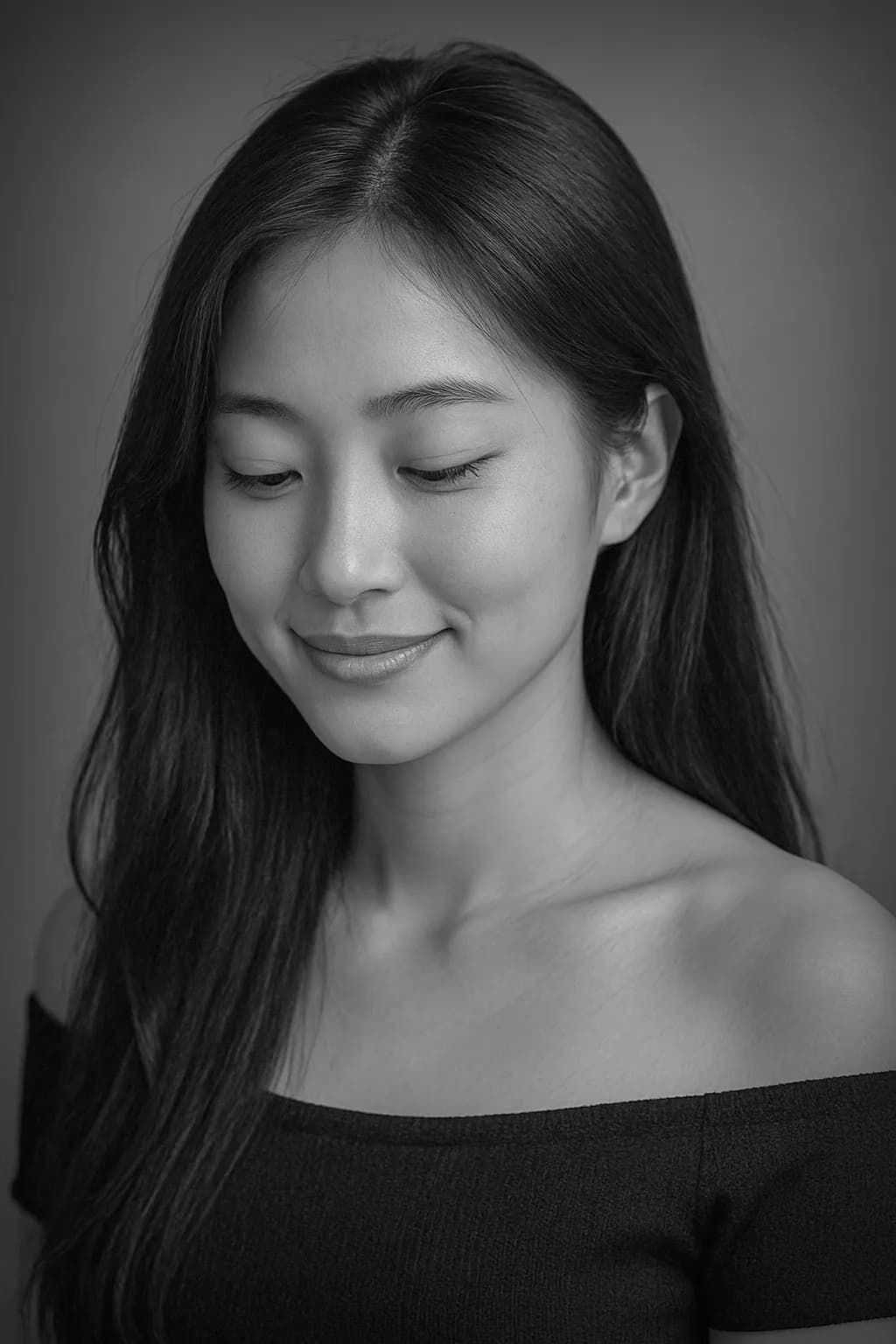Serenity in Monochrome: A Graceful Portrait of Beauty and Softness