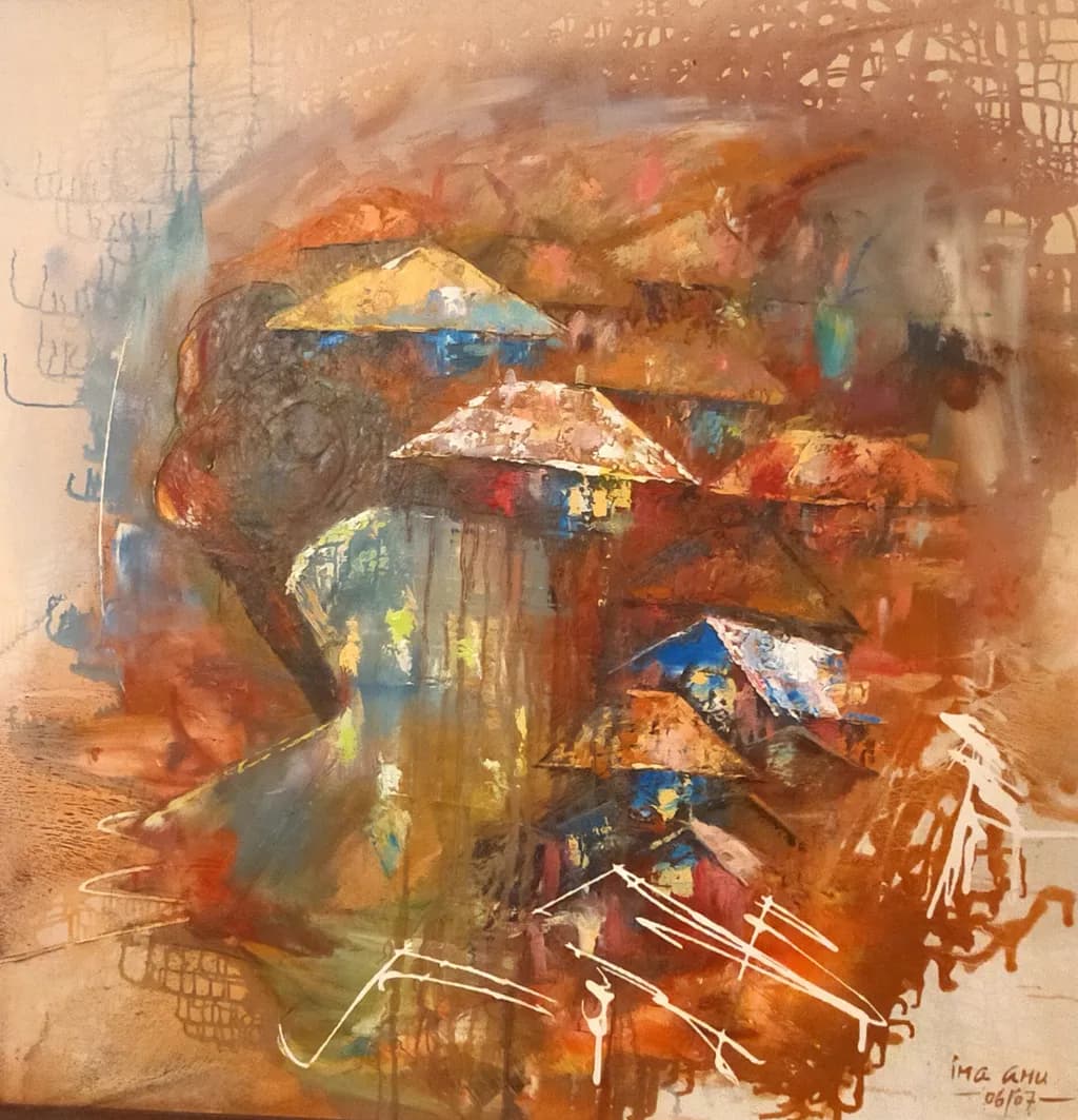 Whispers of Color: A Dreamscape of Umbrellas and Reflections