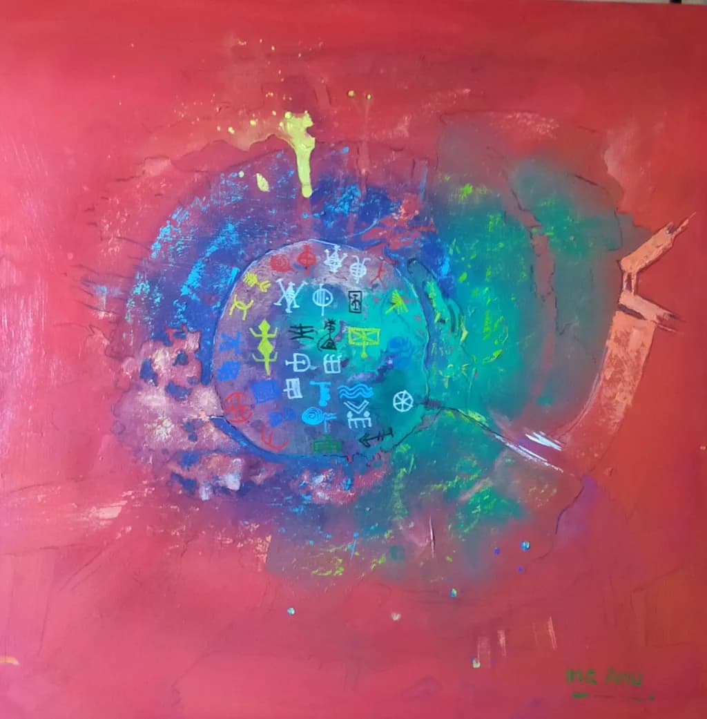Celestial Harmony: A Vibrant Dance of Symbols and Color