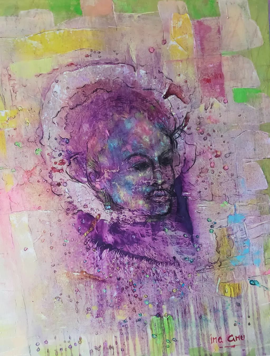 Vibrant Echoes: An Abstract Portrait of Expression and Colorful Texture