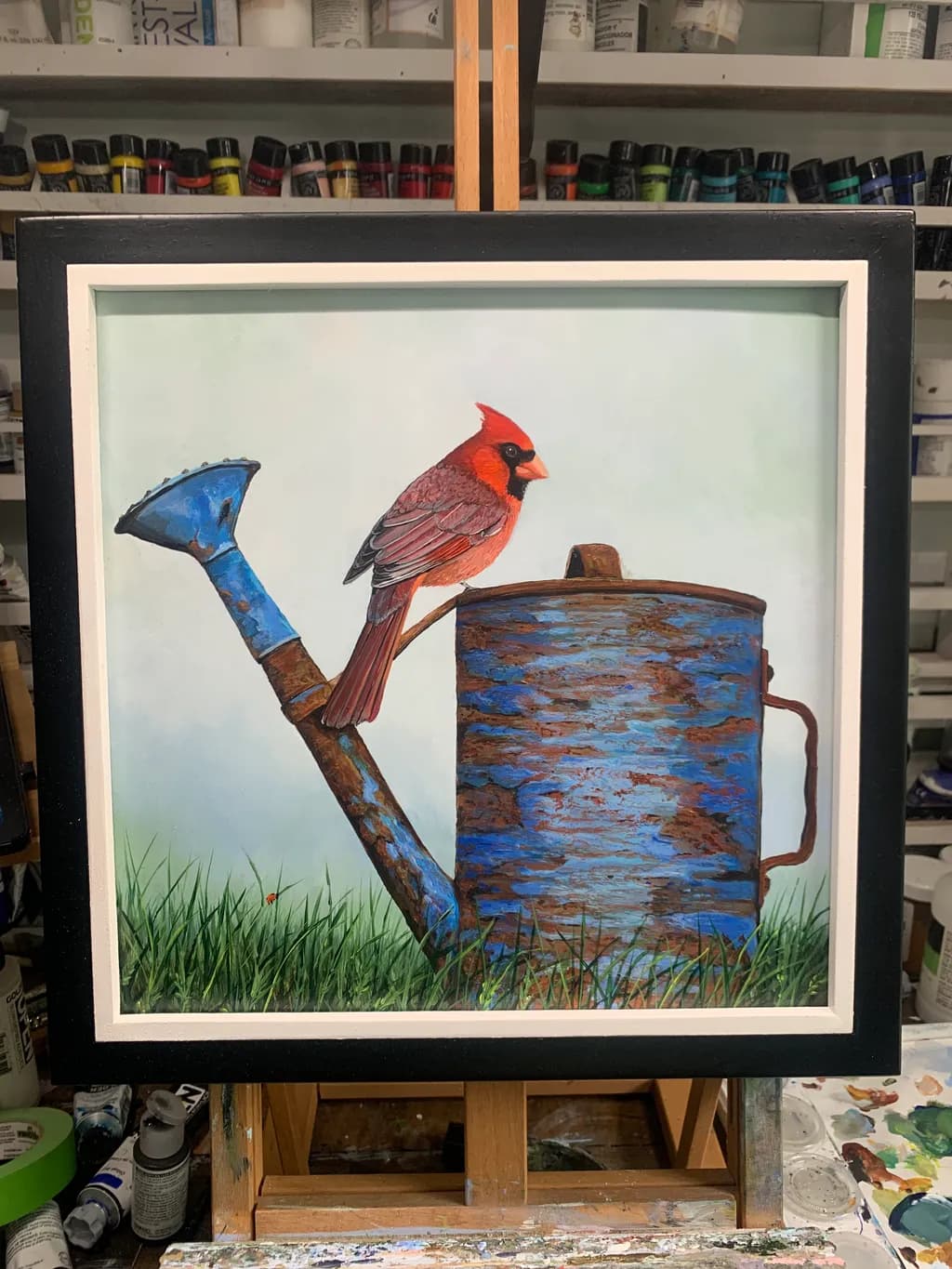 Cardinal and Watering Can