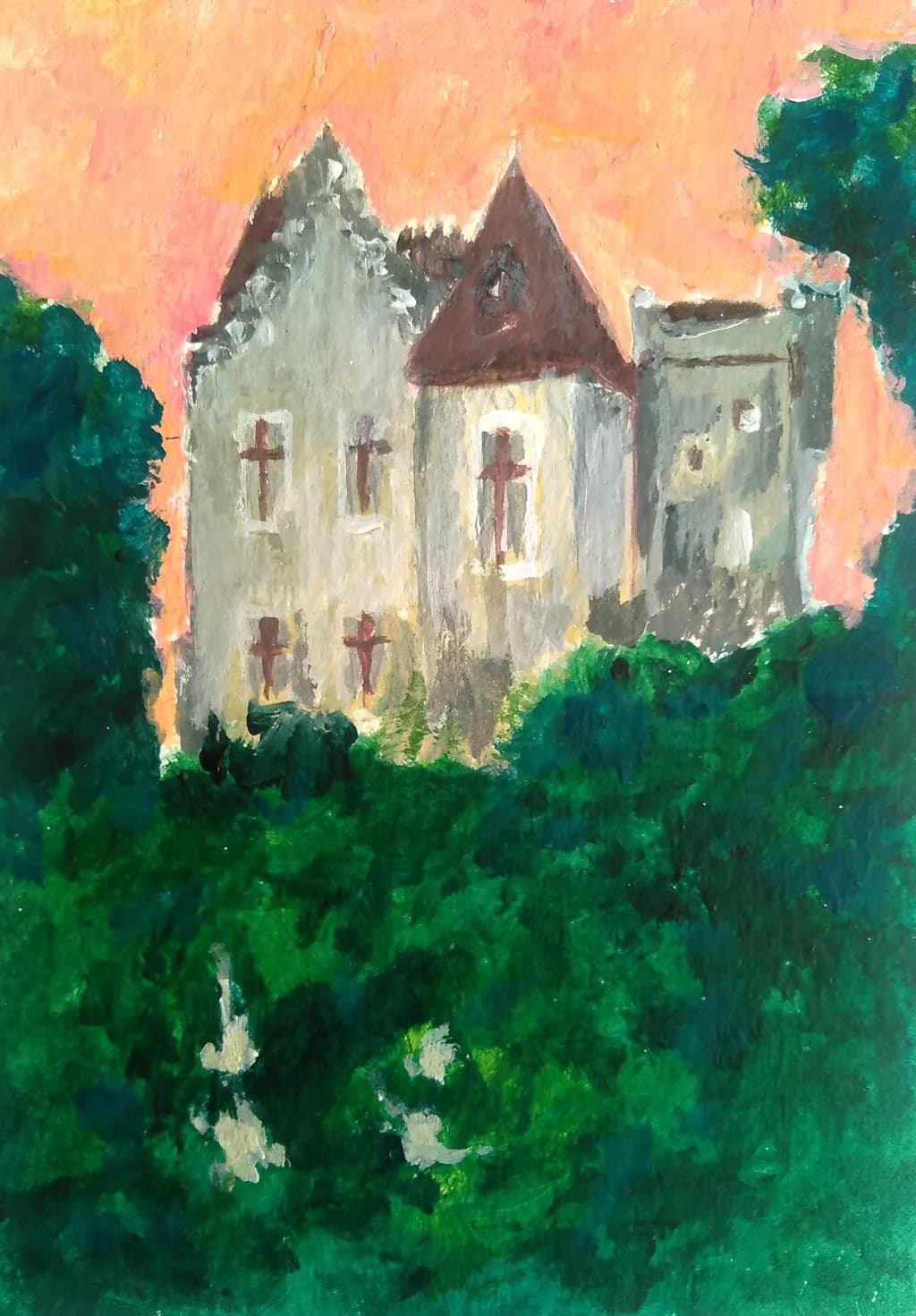 Whispers of the Abandoned: An Evening Glow Over the Forgotten Mansion
