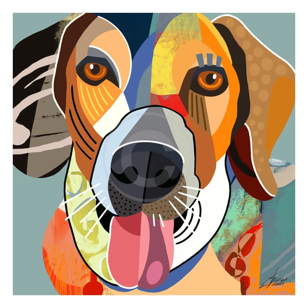 Vibrant Canine Expressions: A Playful Abstract Journey Through Color and Form