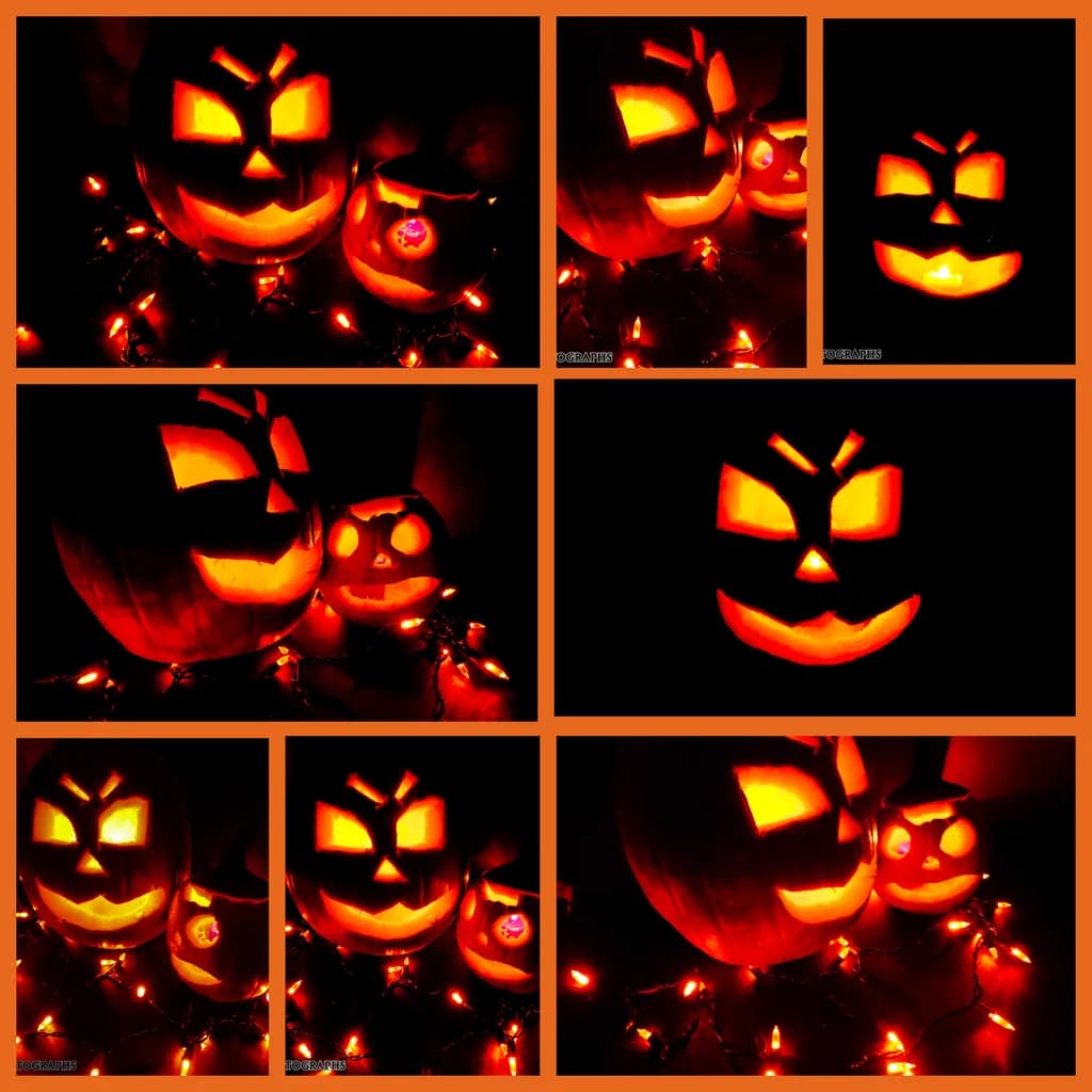 Whimsical Glow: A Playful Dance of Jack-o'-Lanterns in the Night