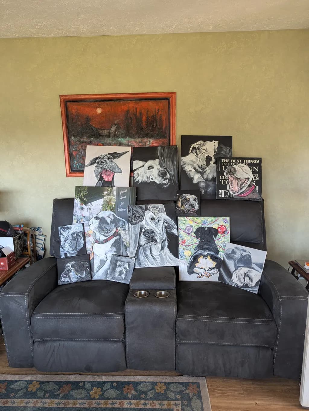 Whimsical Canine Gallery: A Cozy Collection of Dog Portraits for Home Decor