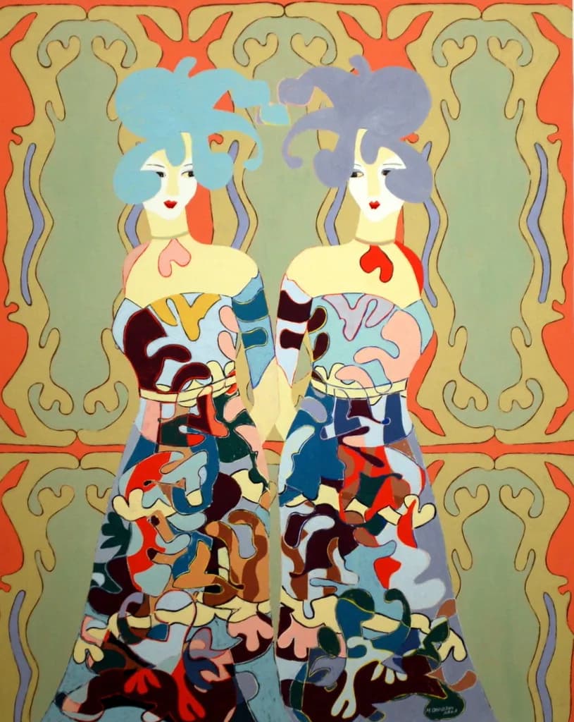 Artistic Representation of Duality in Colorful Abstract Form