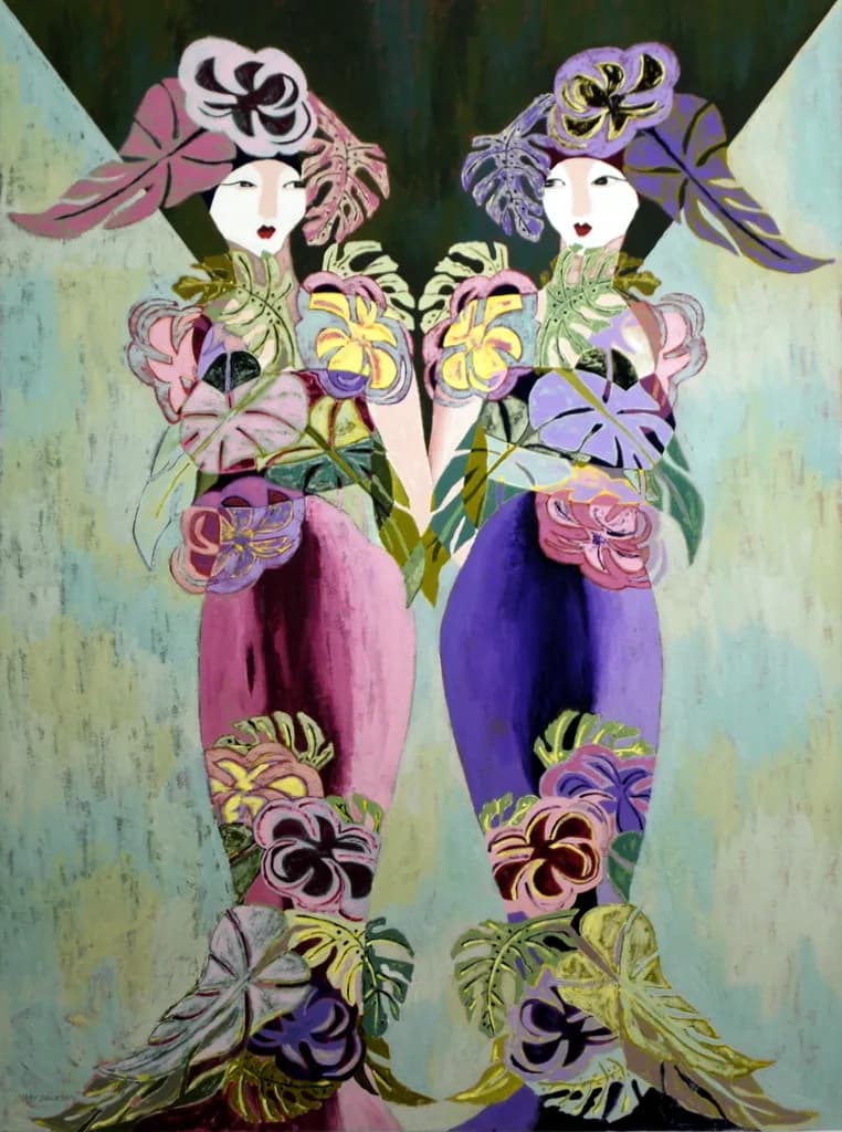 Whispers of Elegance: Twin Beauties Adorned in Floral Splendor