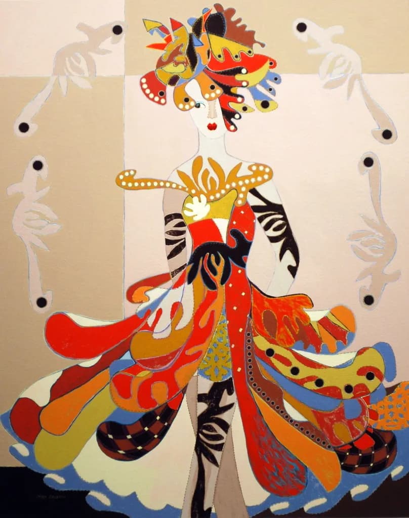 Vibrant Elegance: A Whimsical Dance of Color and Form