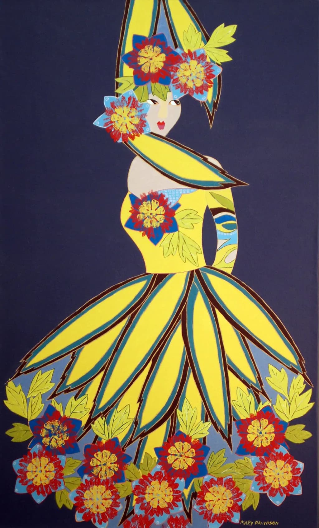 Vibrant Elegance: A Floral Dance in Yellow and Blue