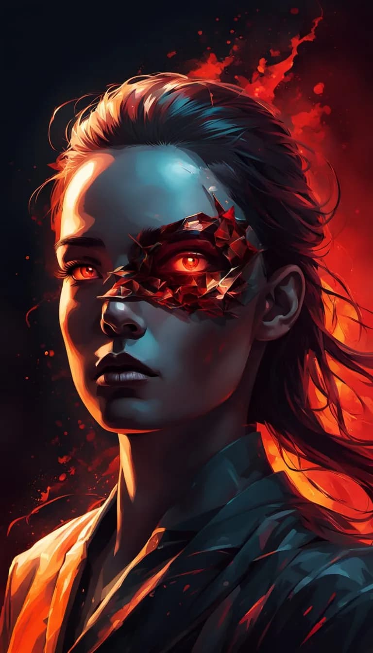 Fiery Mask: The Intense Dance of Shadows and Light