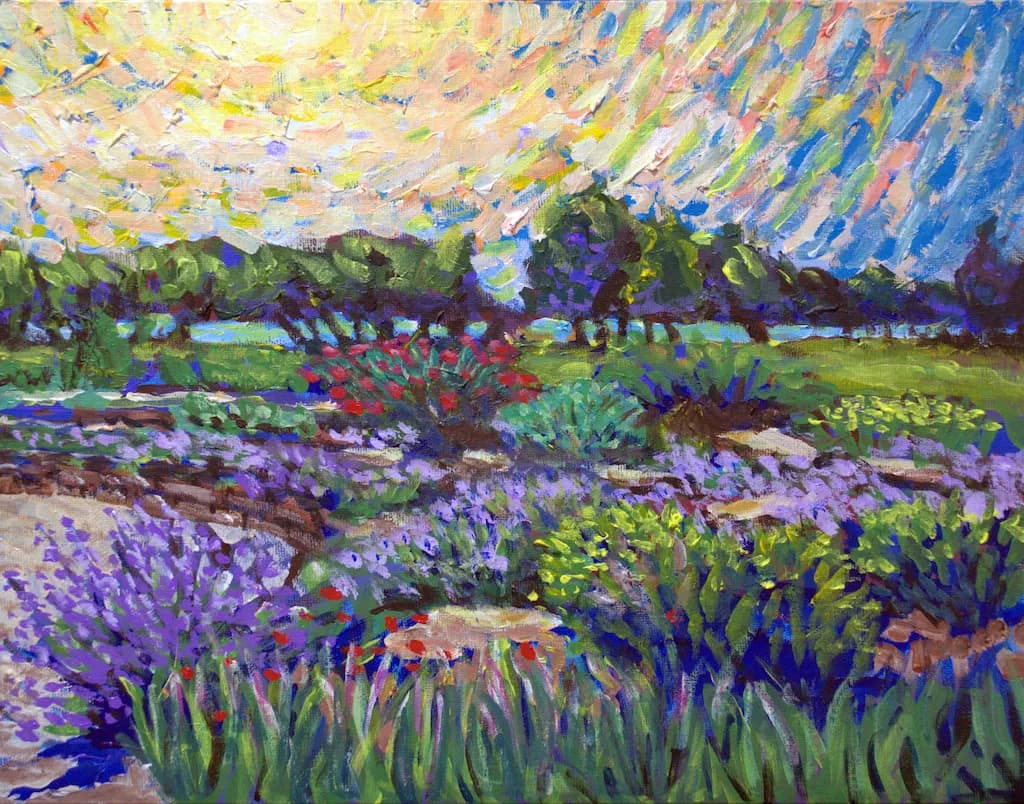 Vibrant Impression of Nature's Palette: A Colorful Landscape of Flowers and Serenity