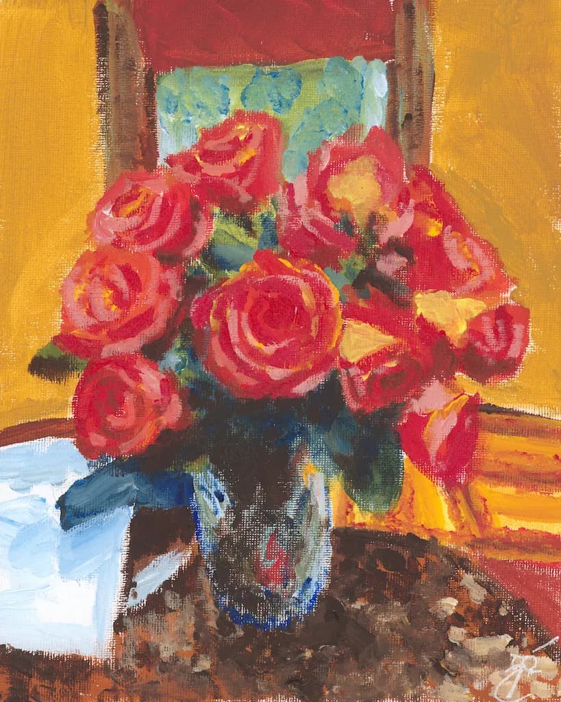 Vibrant Roses in a Sunlit Vase: A Celebration of Color and Life