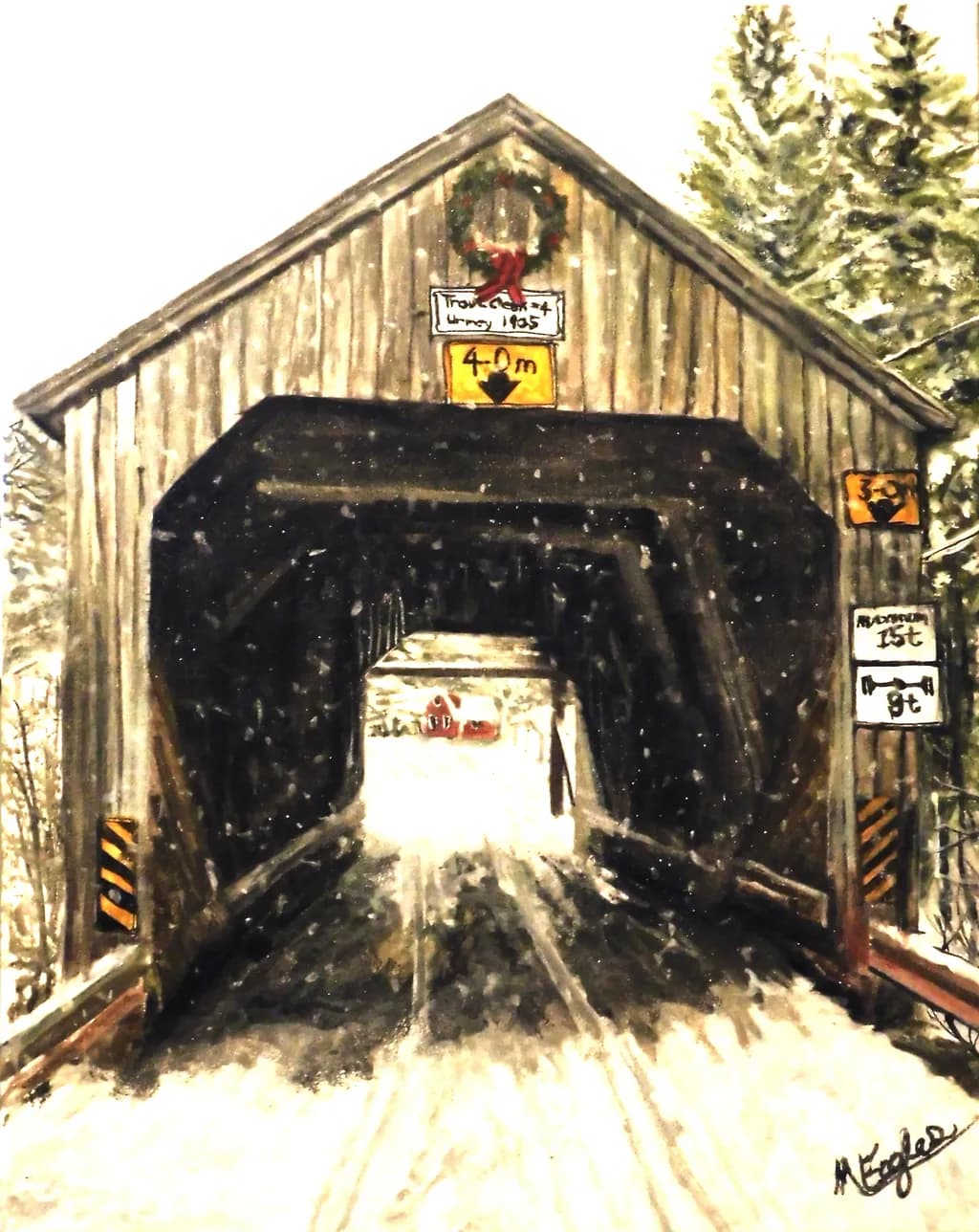 Winter's Embrace: A Scenic Journey Through the Snow-Covered Bridge Landscape