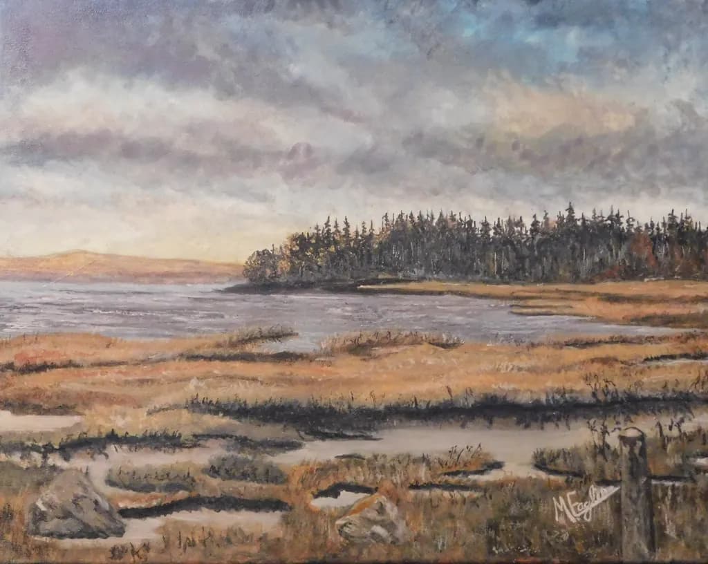 Serenity at Dusk: A Tranquil Landscape of Marsh and Forest