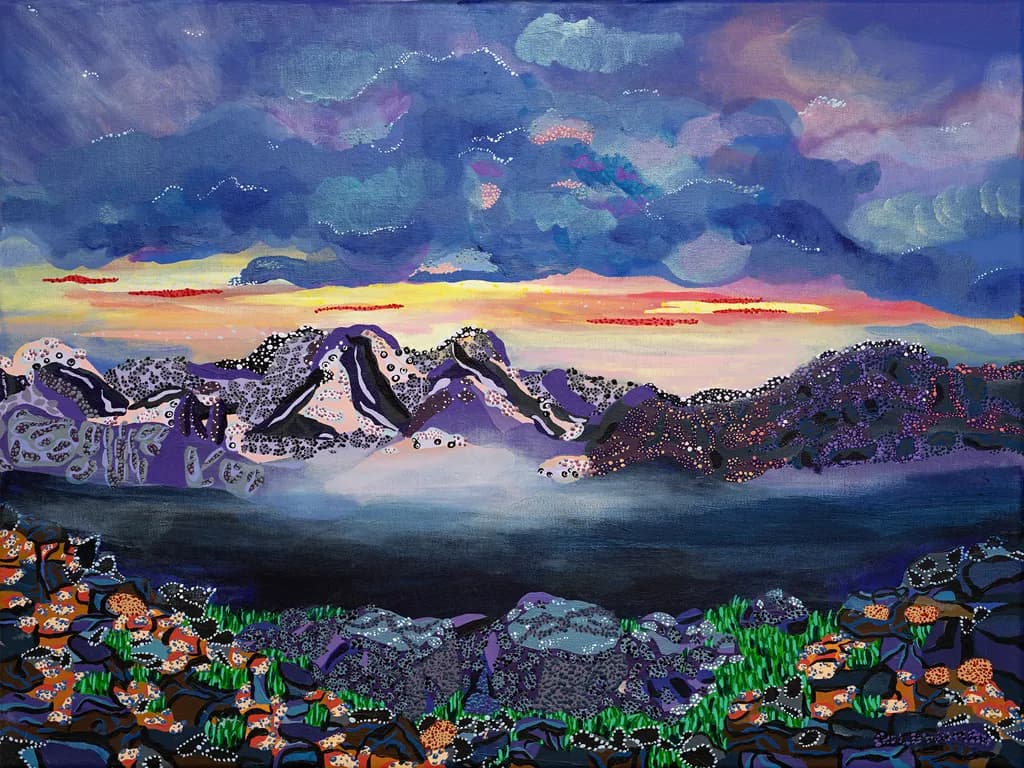 Whispers of the Mountain Sky: An Abstract Landscape Journey