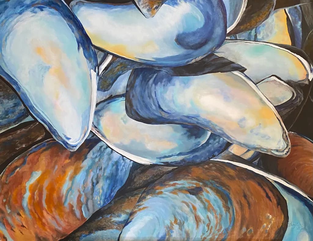 Ocean's Embrace: A Vibrant Study of Shells and Tides