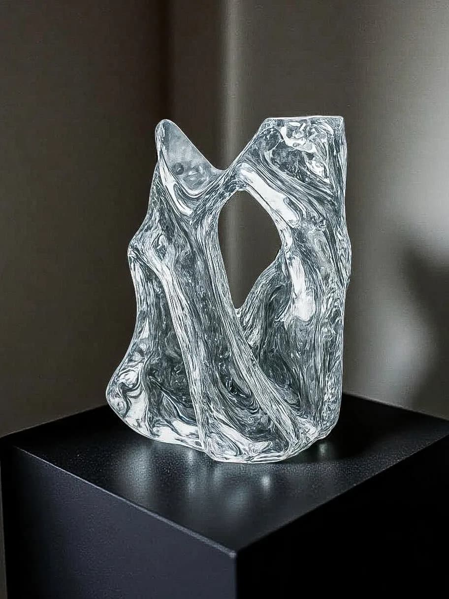 Ethereal Whispers: A Modern Glass Sculpture of Abstract Elegance