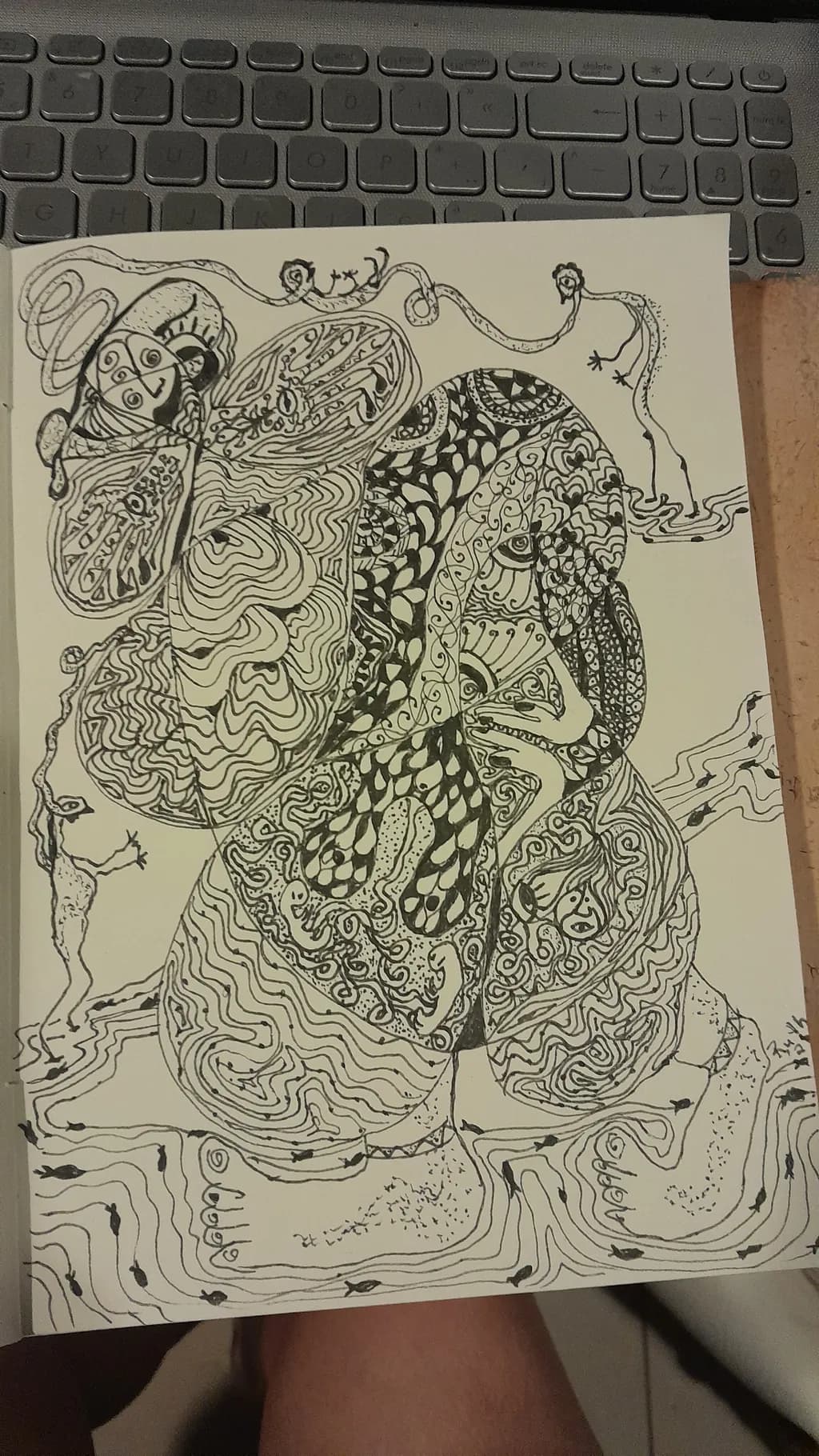 Whimsical Entanglement: A Dance of Lines and Forms in Black and White