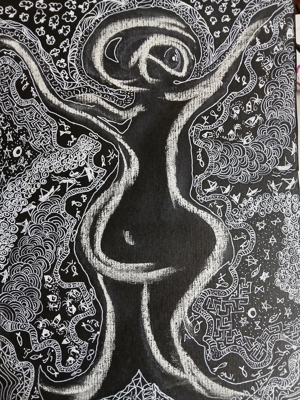 Whimsical Dance of Monochrome Dreams: An Abstract Exploration of Fluidity and Imagination