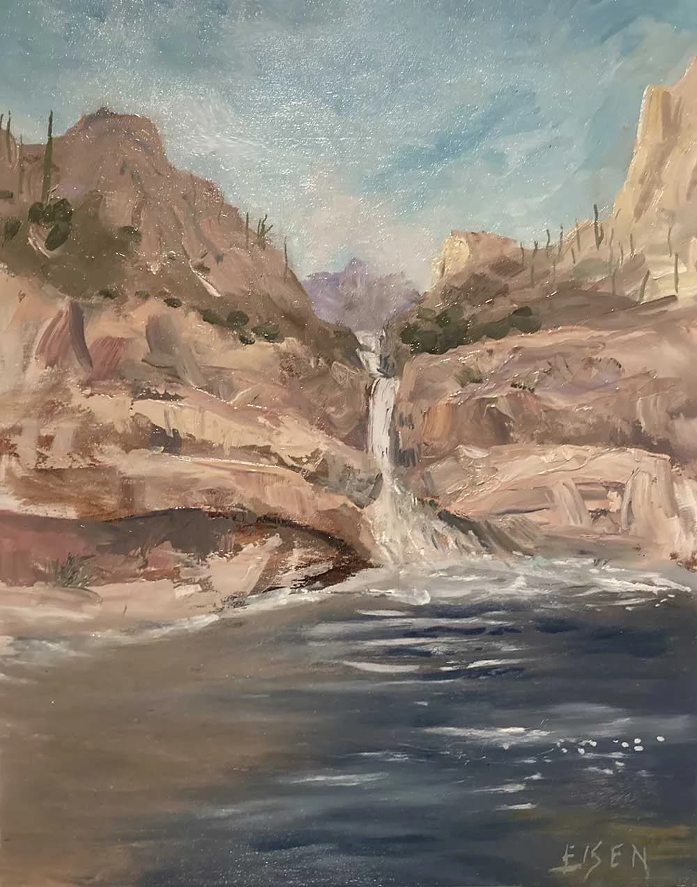Serenity in Motion: A Tranquil Waterfall Landscape at Dusk