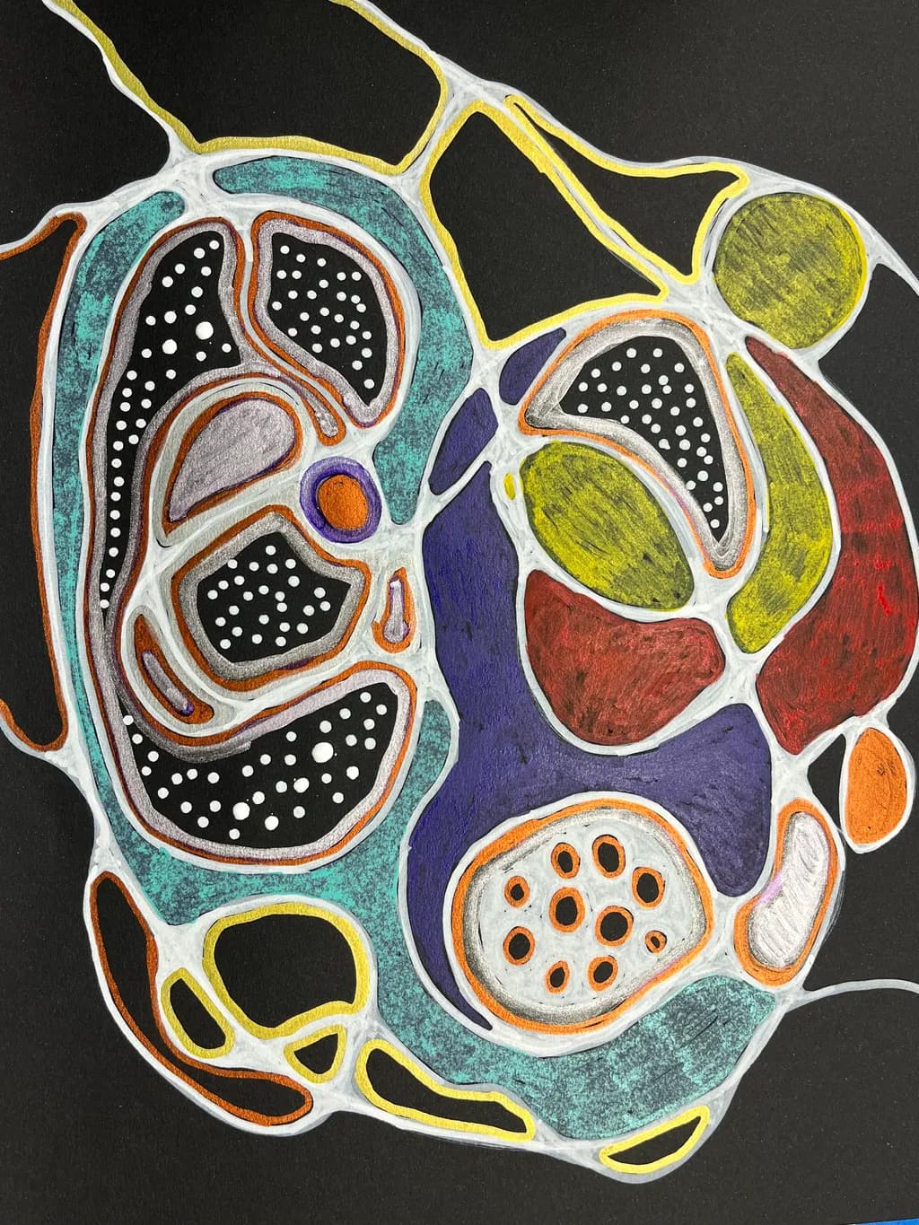 Vibrant Abstractions: A Dance of Color and Form on Black Canvas