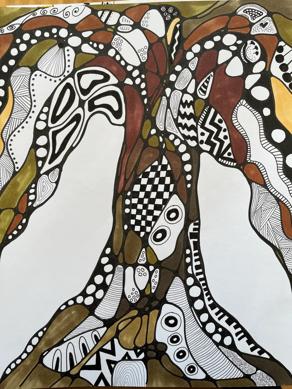 Whimsical Tree of Patterns: An Abstract Journey Through Color and Design