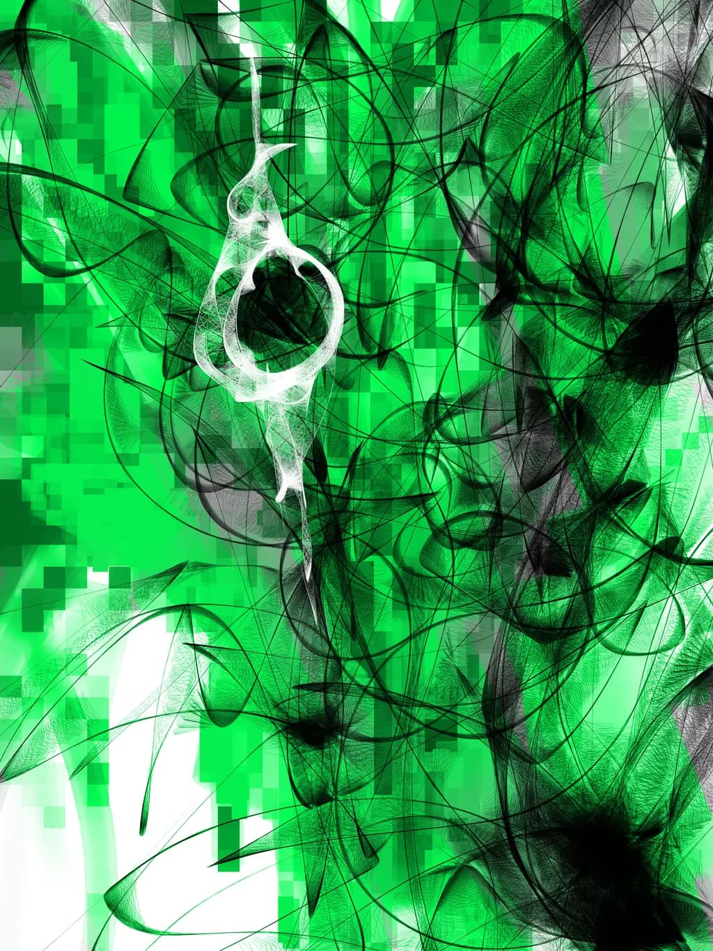 Emerald Whirl: A Chaotic Dance of Fluid Textures and Contrasts