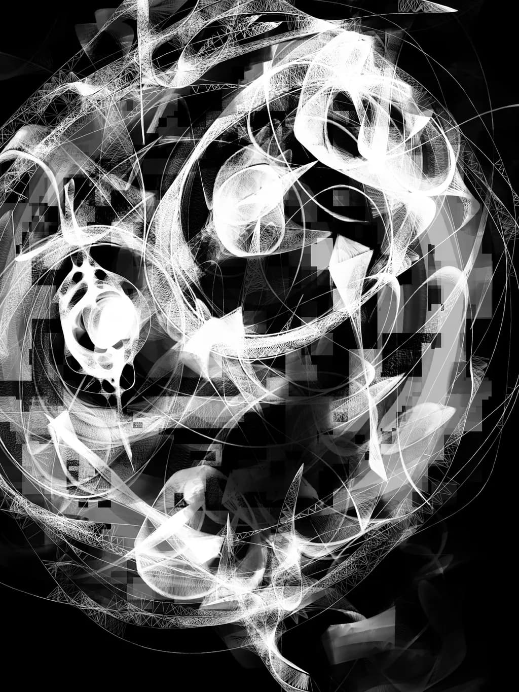 Ethereal Whispers: A Dance of Light and Shadow in Abstract Form