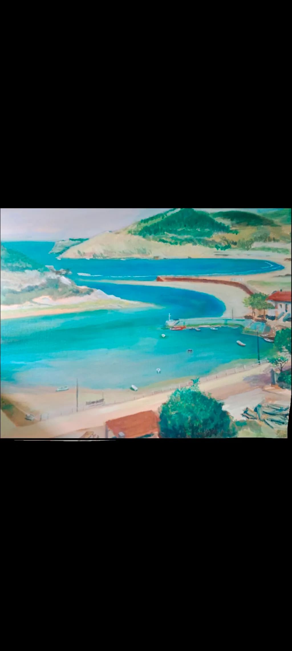 Serenity by the Shore: A Tranquil Coastal Landscape in Vibrant Hues