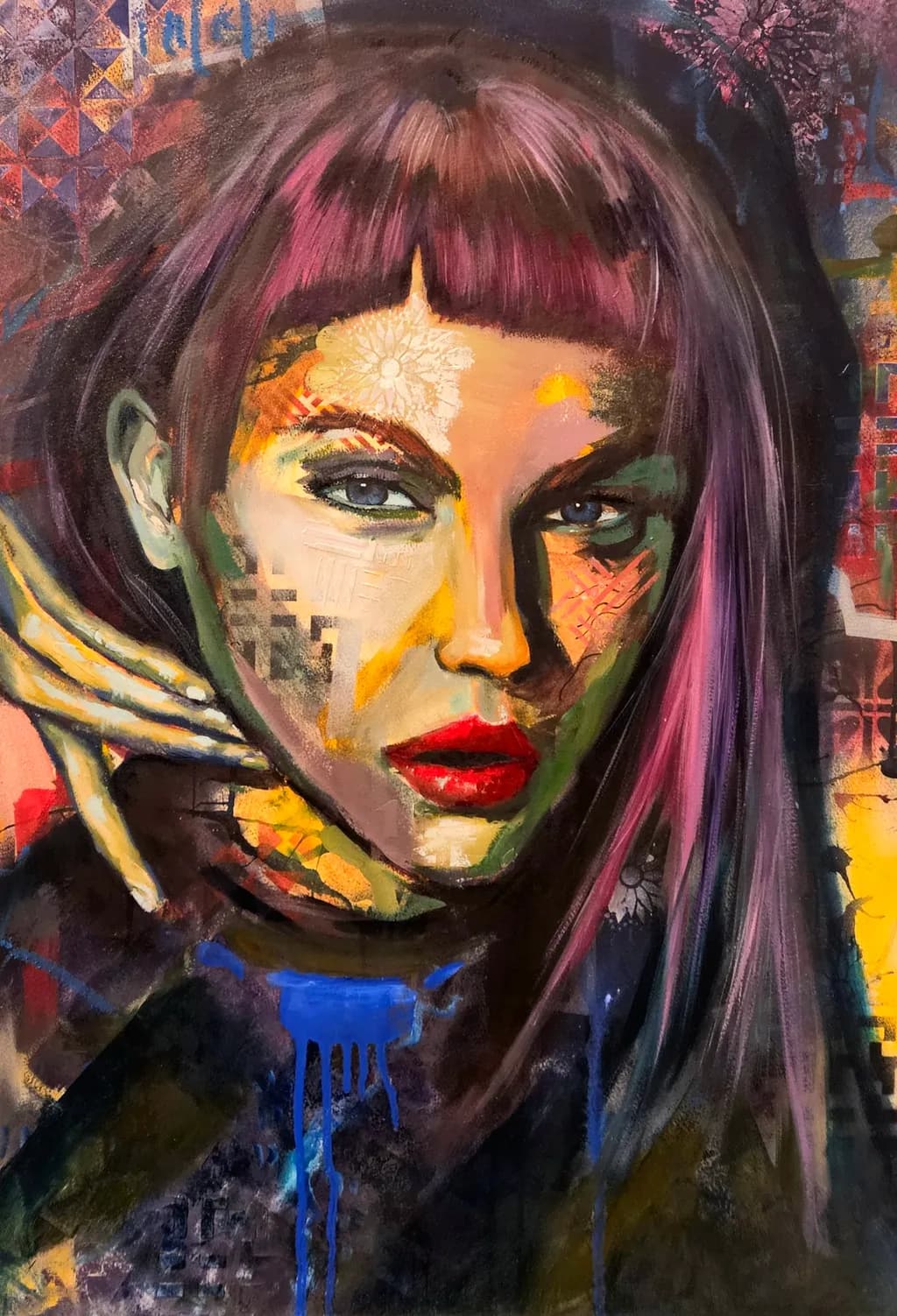 Vibrant Whispers: A Colorful Portrait of Confidence and Mystery