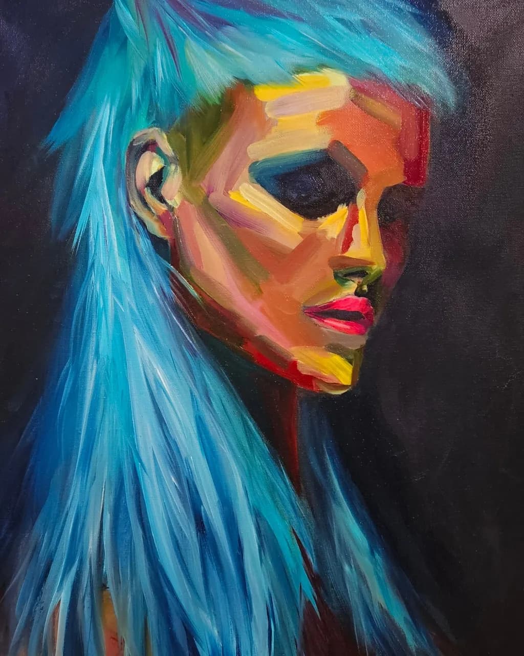 Electric Elegance: A Bold Portrait of Color and Confidence