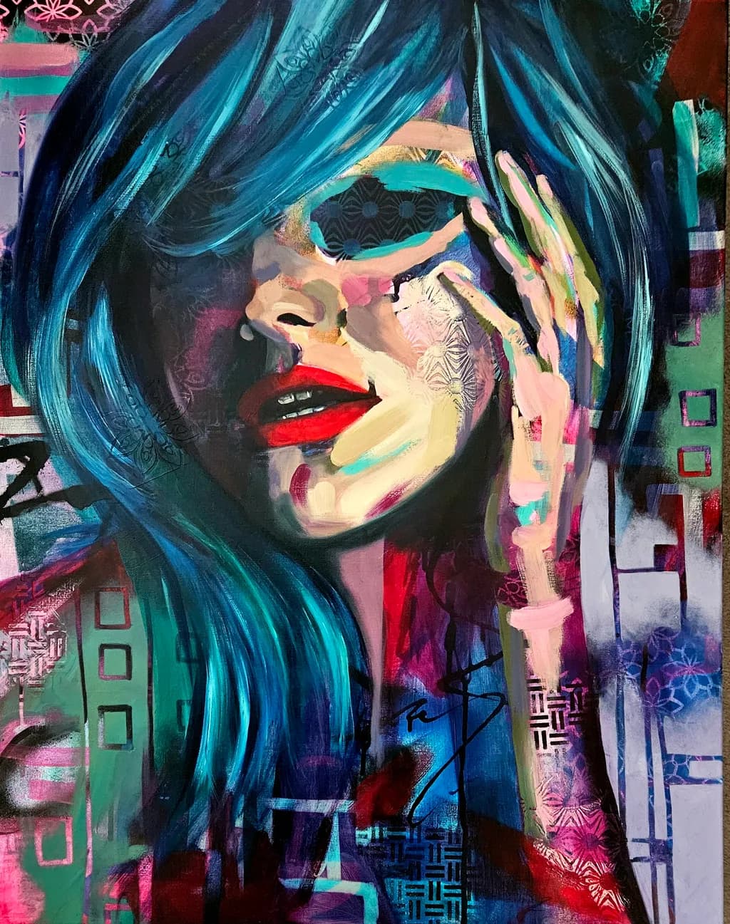 Vibrant Whispers: An Abstract Portrait of Expression and Color