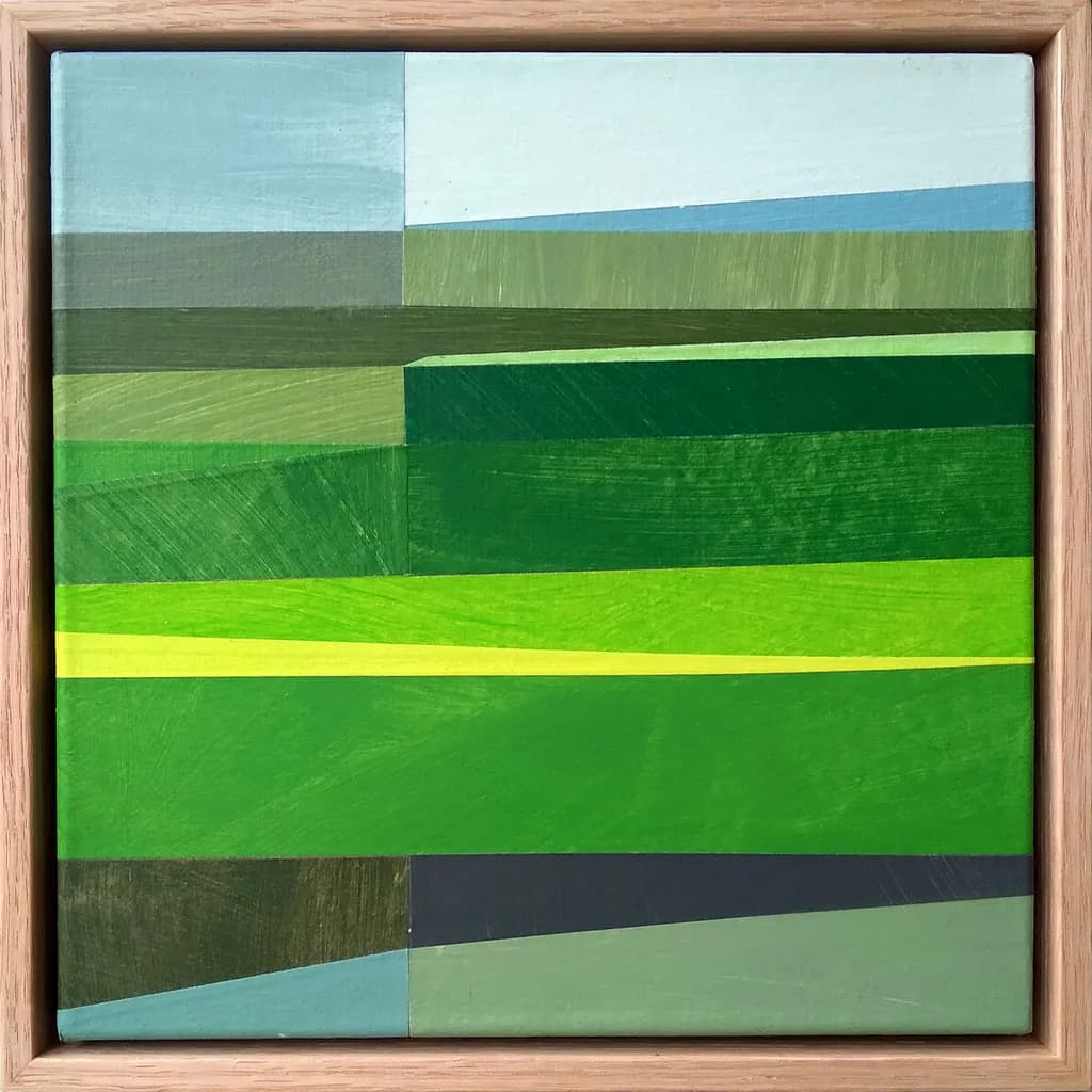 Emerald Horizons: A Modern Geometric Landscape in Green Tones