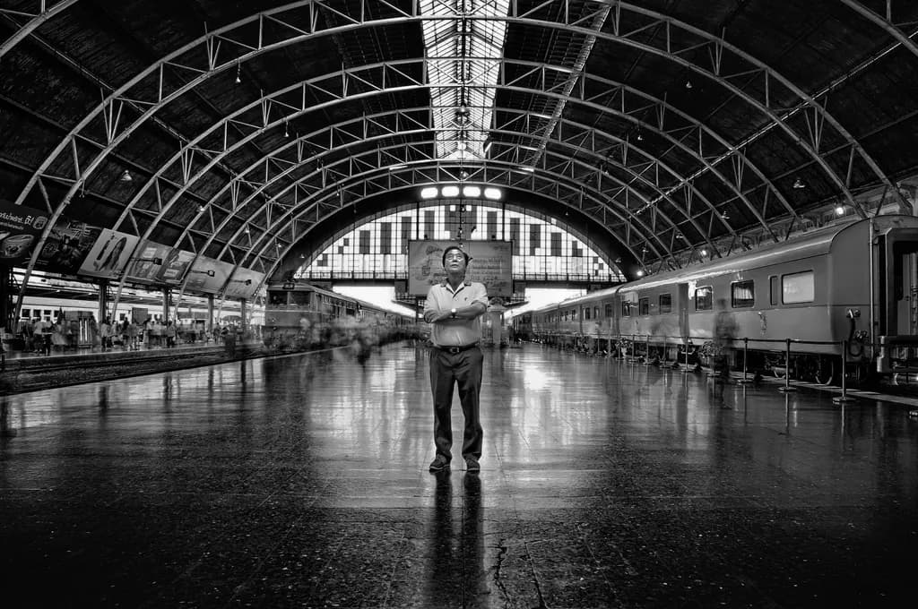 Monochrome Solitude: A Reflection on Time at the Station